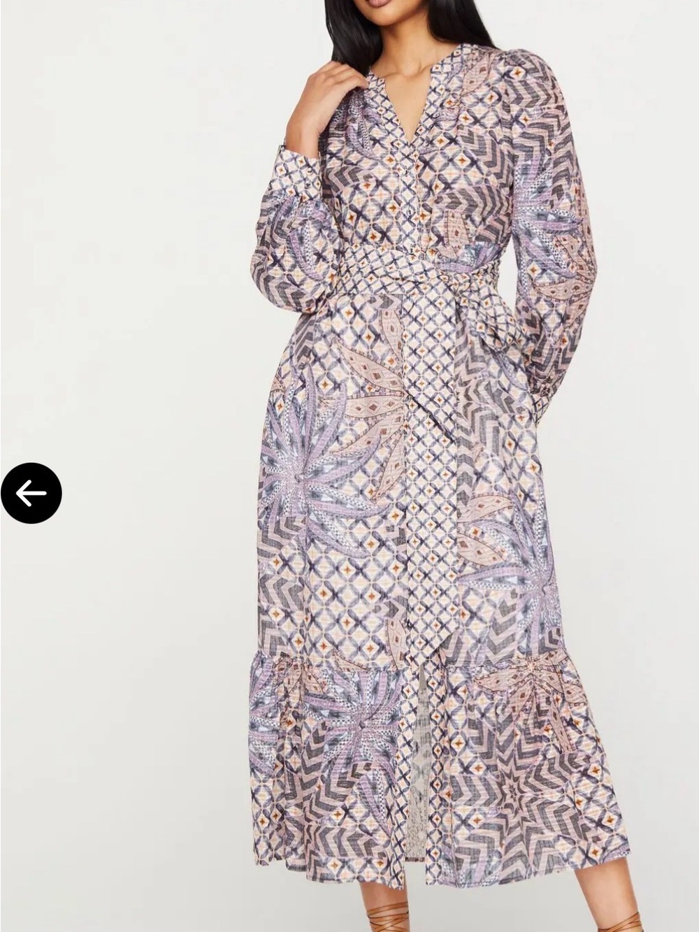 Marie Oliver Hannon Lavender-Pink Printed Maxi Dress